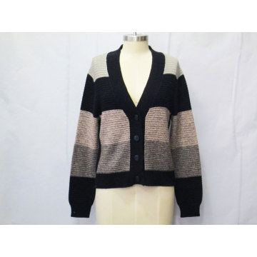 Femmes Tricots à rayures à manches longues Cardigan Sweater